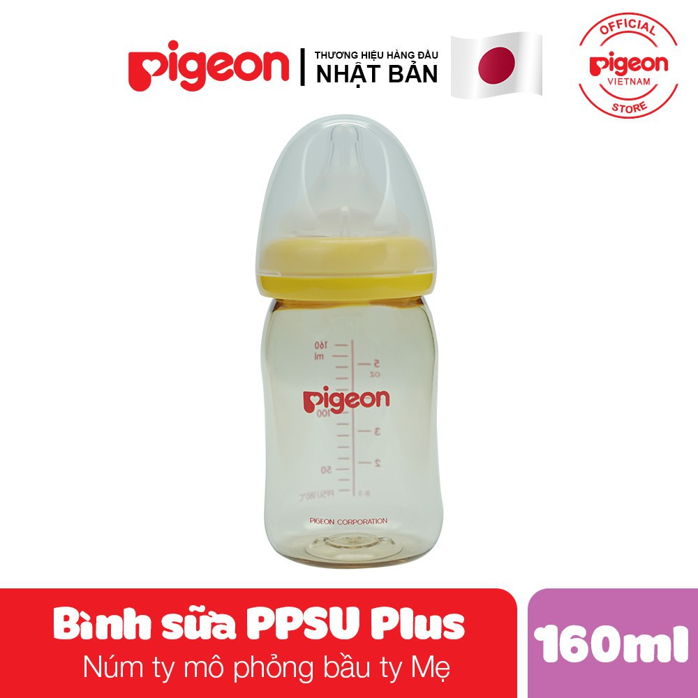 Bình sữa cổ rộng PPSU Plus Pigeon 160ml/ 240ml