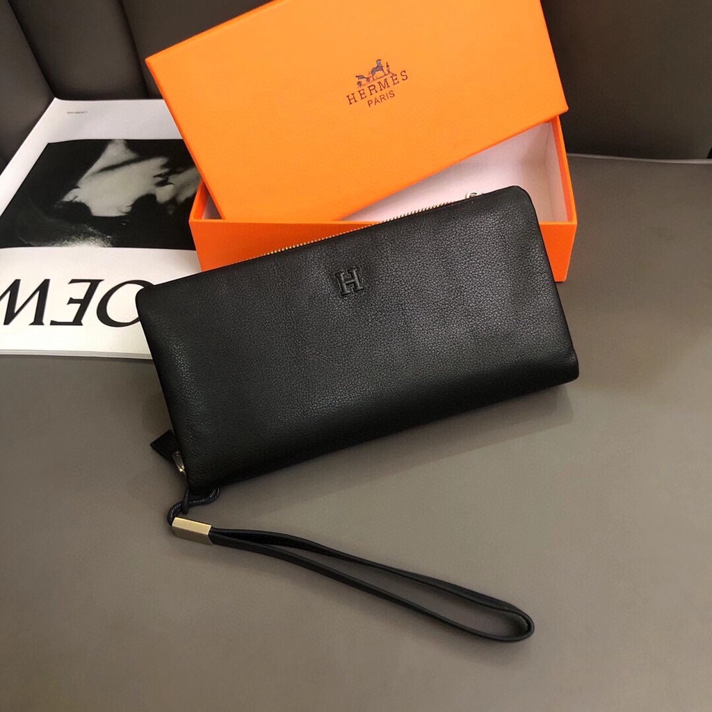 Ví cầm tay nam da thật Hermes HM cao cấp, đơn giản, tinh tế