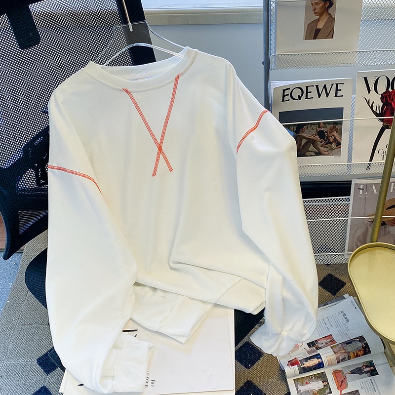 ZHELIHANGFEI Áo Thun Sweater Tay Dài Dáng Rộng Dễ Phối Đồ