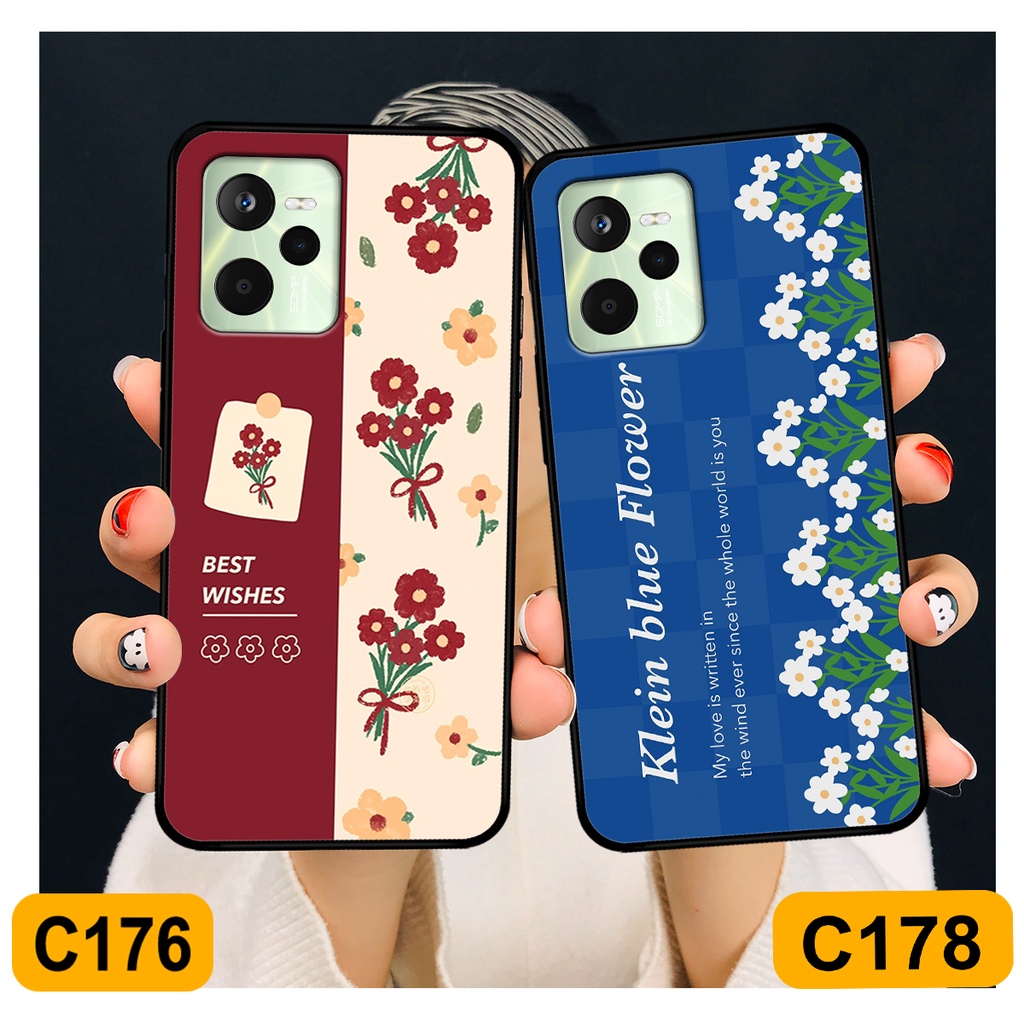 Ốp Realme C35 in hình hoa cỏ nhẹ nhàng,họa tiết caro xinh xắn.ốp lưng chống sốc