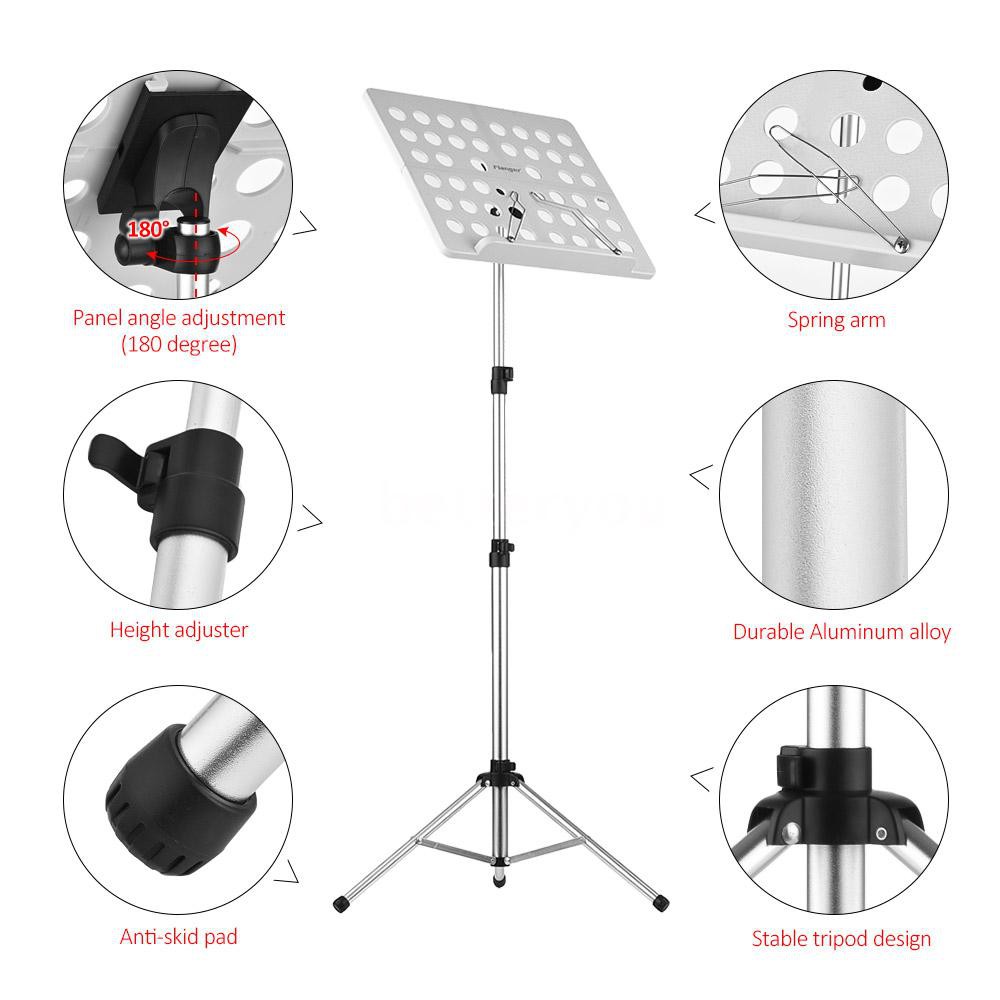Dụng cụ giá đỡ bản nhạc ba chân bằng hợp kim nhôm Flanger FL-05R chất lượng cao