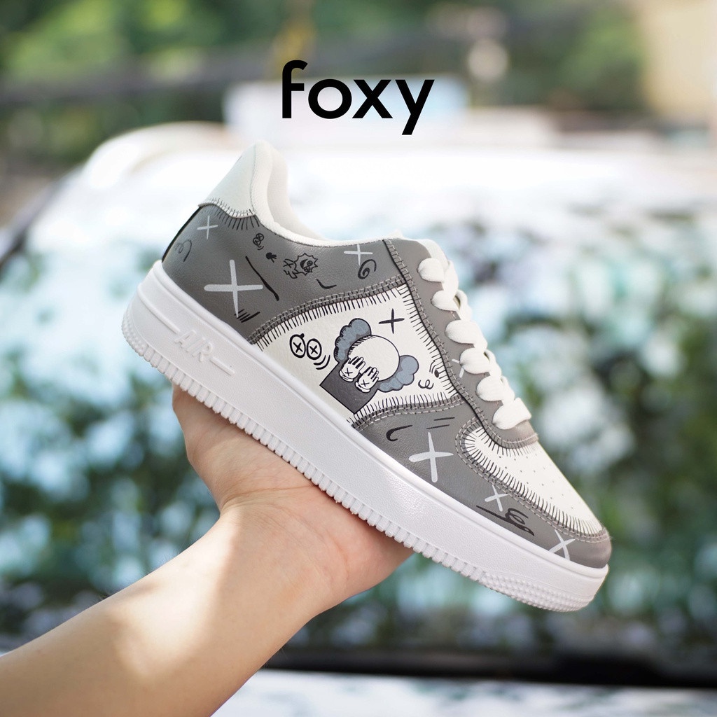 Giày jordan custom Bearbrick, Giày sneaker af1 JD nam nữ chú hề ma quái hàng quảng châu cao cấp full box