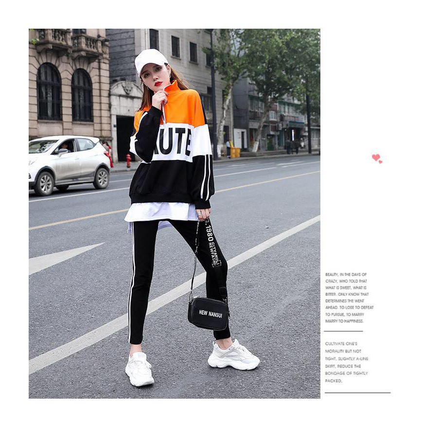 Set bộ thể thao áo phom rộng in chữ_Đẹp xuất sắc ạ!!!