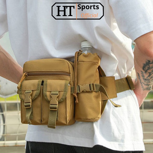 Túi đeo hông nam HT Sports vải bố siêu bền chống nước chống thấm, túi bao tử đi phượt dã ngoại tiện dụng