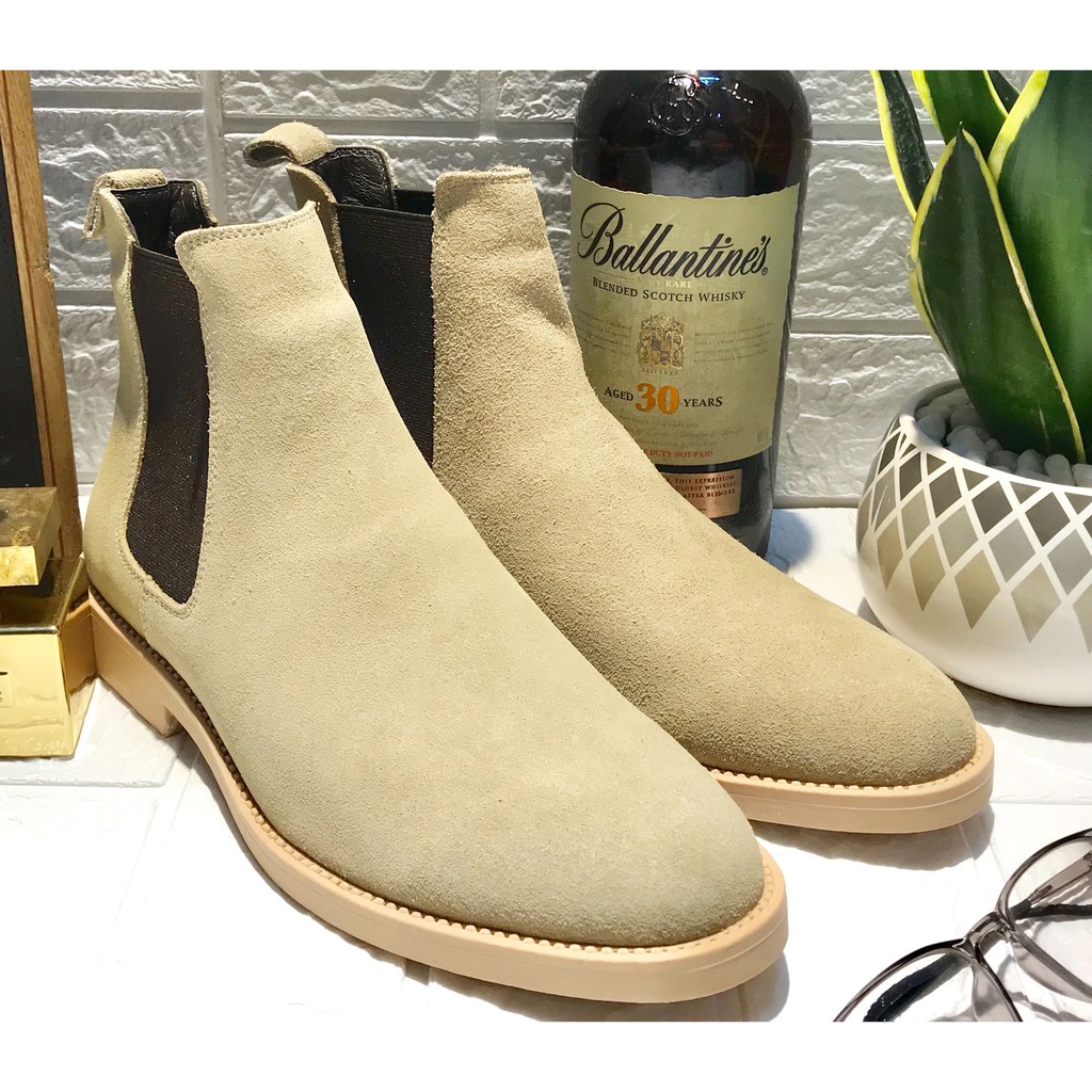 [FREESHIP+TẶNG LÓT TĂNG CHIỀU CAO] CHELSEA BOOTS PLUS 2019 DA LỘN MÀU KEM | BigBuy360 - bigbuy360.vn