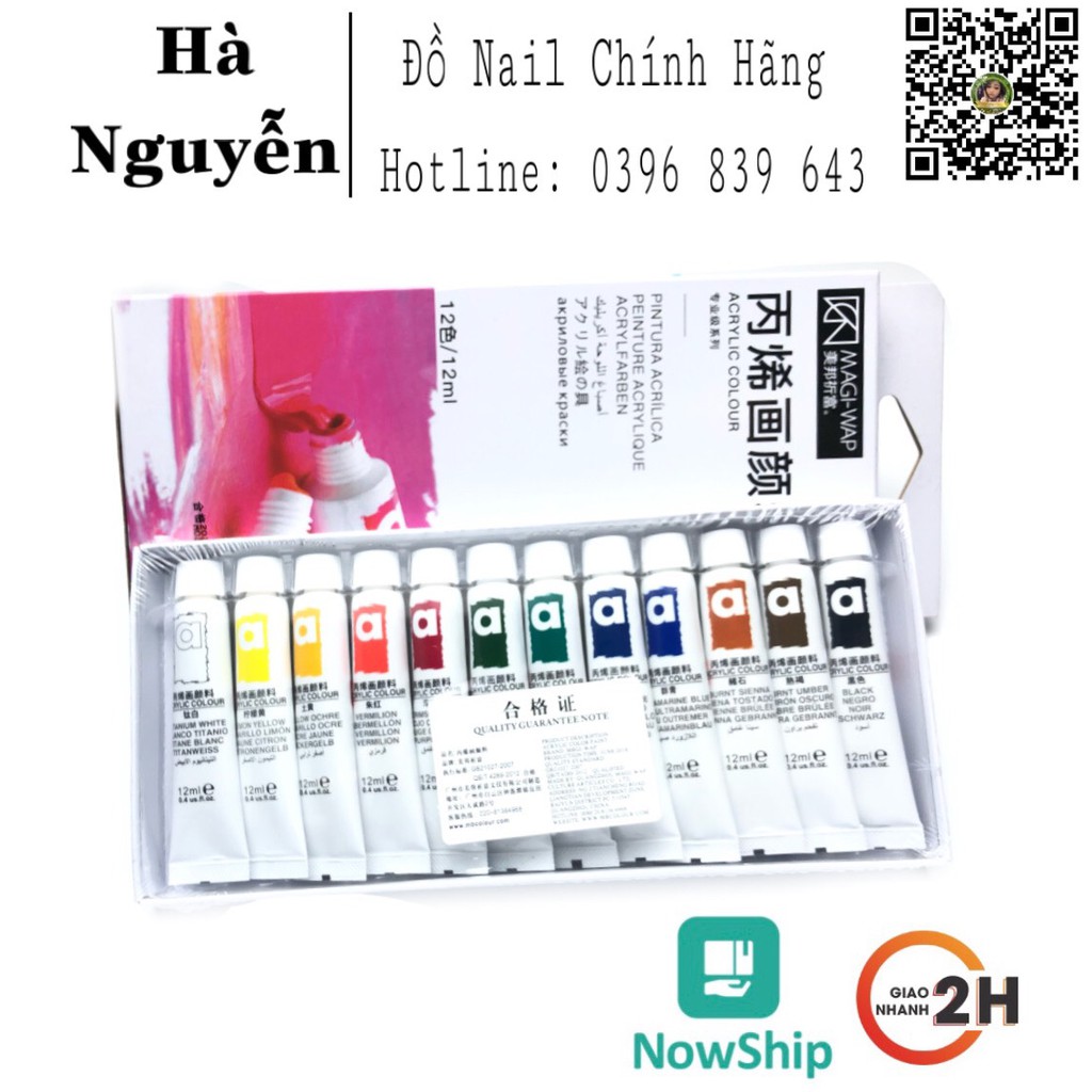 Bột màu vẽ set 12 - bột vẽ Acrylic  vẽ móng