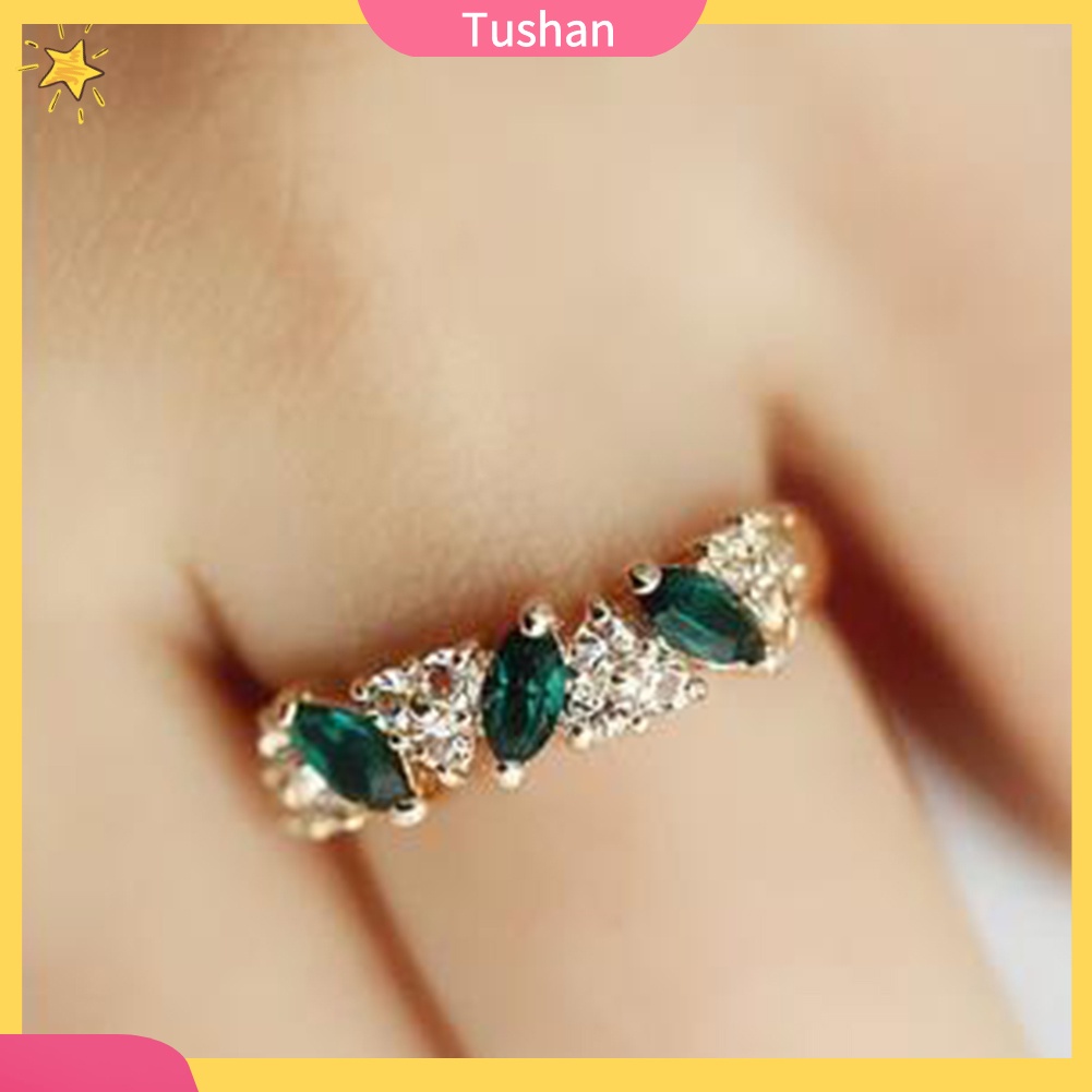 Nhẫn trang trí đính đá zircon kiểu cổ điển thích hợp với cô dâu