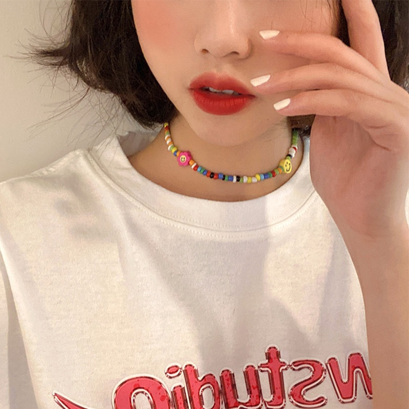 vòng cổ Mặt Hình Hoa Cười Nhiều Màu Phong Cách Bohemian