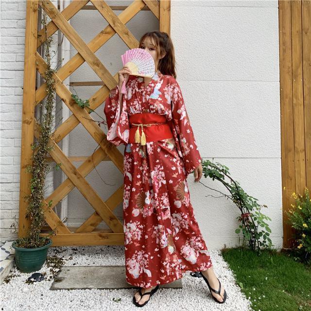 Đầm Kimono Cách Tân Tay Lỡ Phong Cách Nhật Bản Cho Nữ