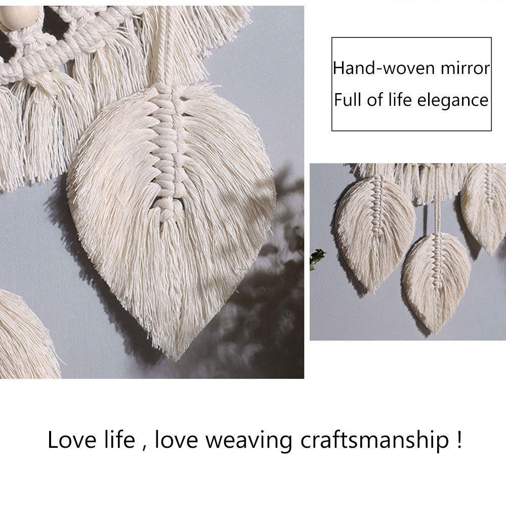 Gương treo tường MUVAKO macrame hình tròn trang trí cho phòng ngủ/ phòng khách