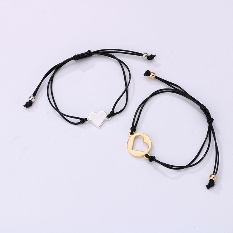 Flgo Vòng Tay Dây Sáp Bện Thủ Công Mặt Trái Tim Rỗng Cho Mẹ Và Bé Gái