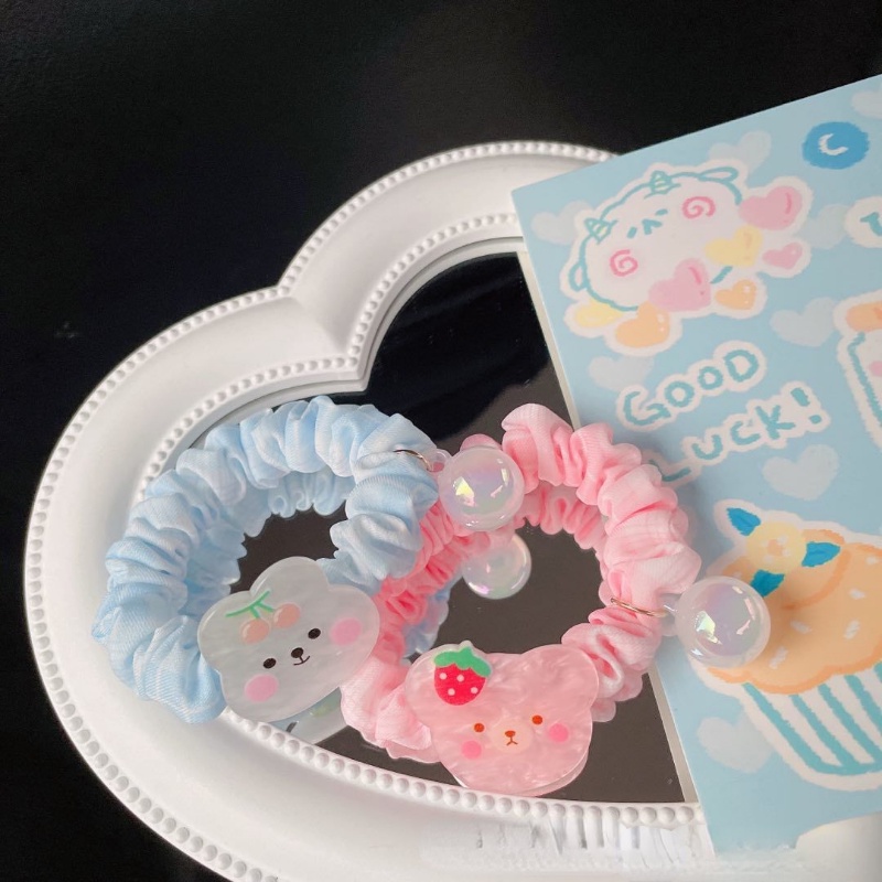 Dây Cột Tóc Bằng Vải Màu Kẹo Ngọt In Họa Tiết Cherry Hoạt Hình Dễ Thương Cho