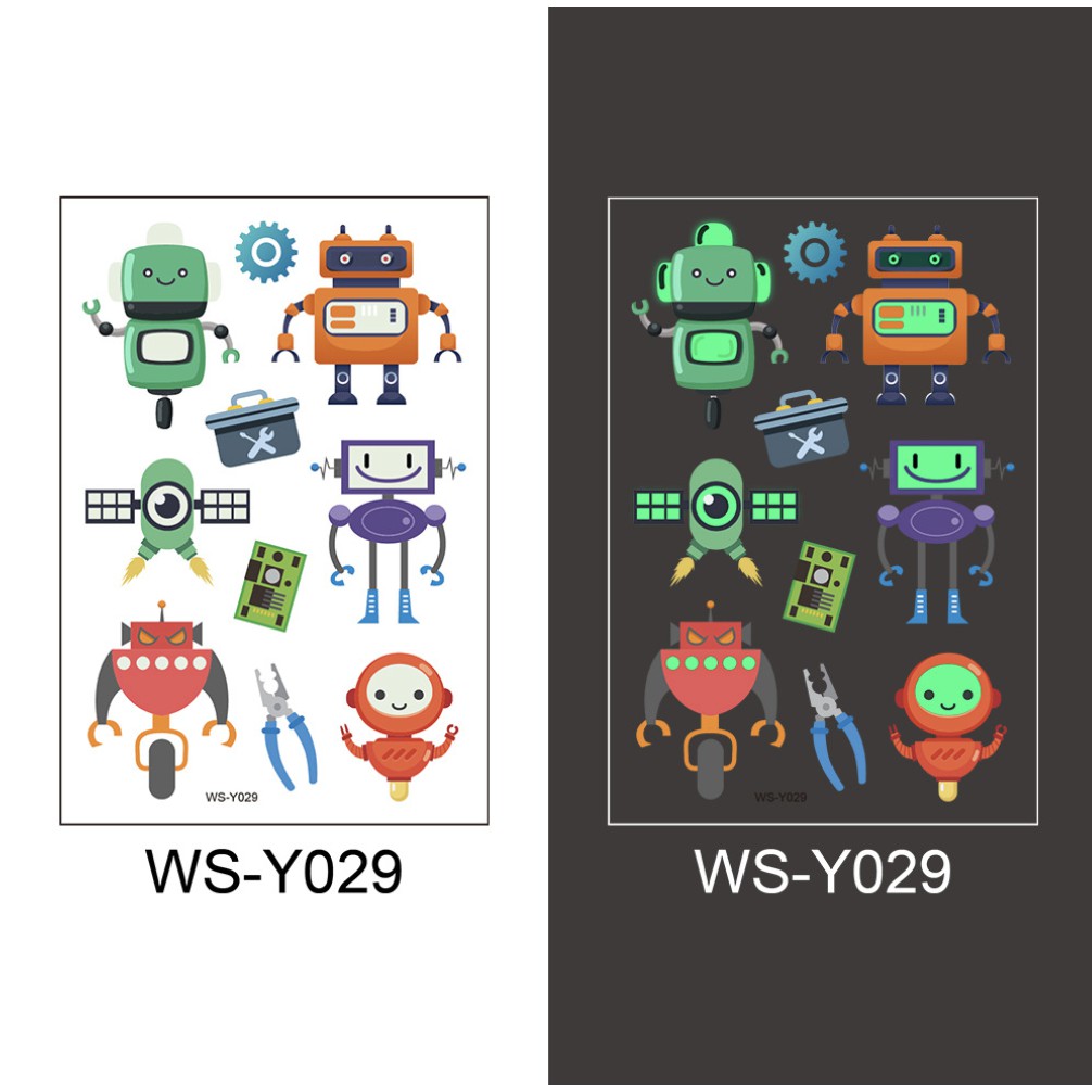 Hình xăm tatoo nhiều chủ đề PHẢN QUANG sticker dán chống thấm nước cho bé trai bé gái sáng tạo vui chơi an toàn