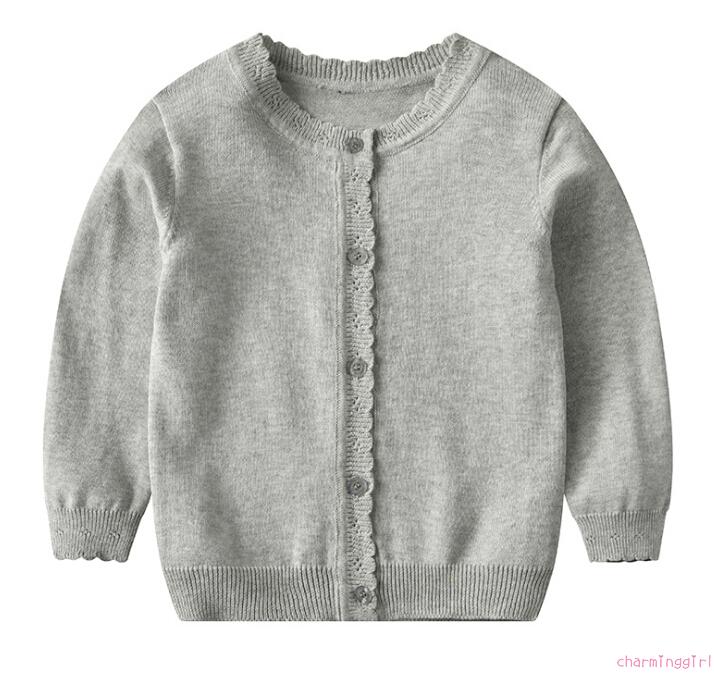 Áo Khoác Cardigan Tay Dài Cổ Tròn Màu Trơn Thời Trang Thu Đông Cho Bé