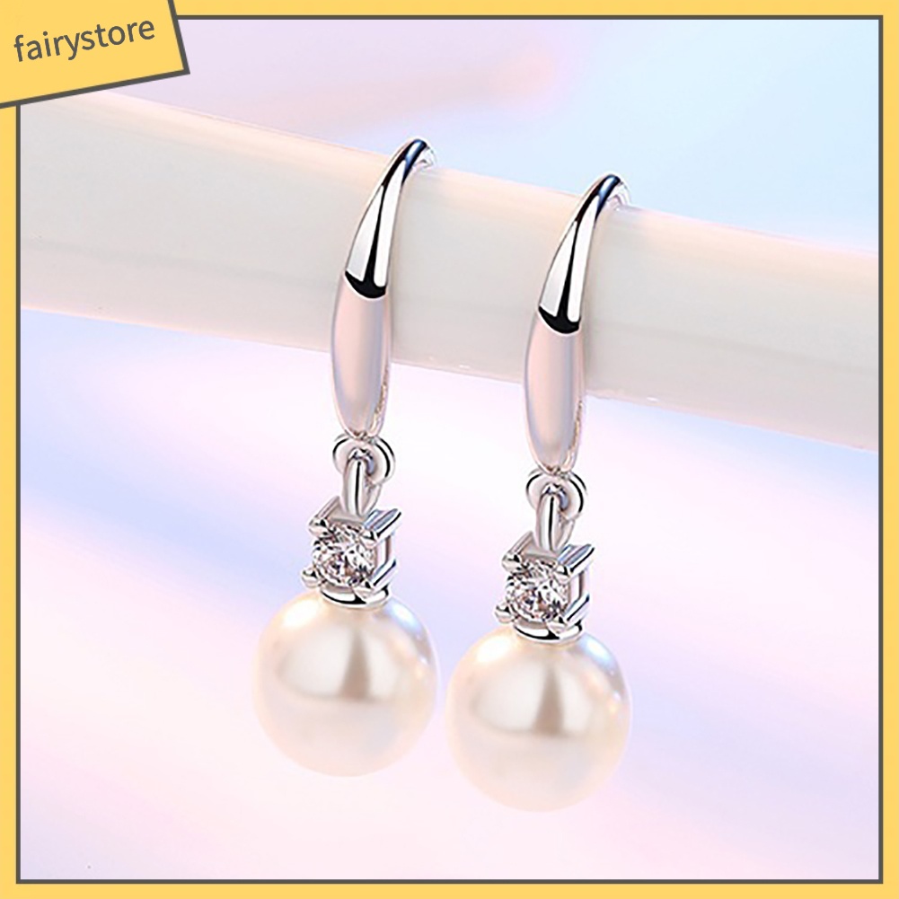 Khuyên Tai Dạng Móc Đính Ngọc Trai Nhân Tạo Kiểu Dáng Thời Trang