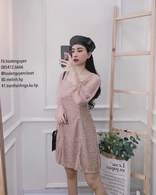 Váy dạ tay voan - quảng châu | BigBuy360 - bigbuy360.vn