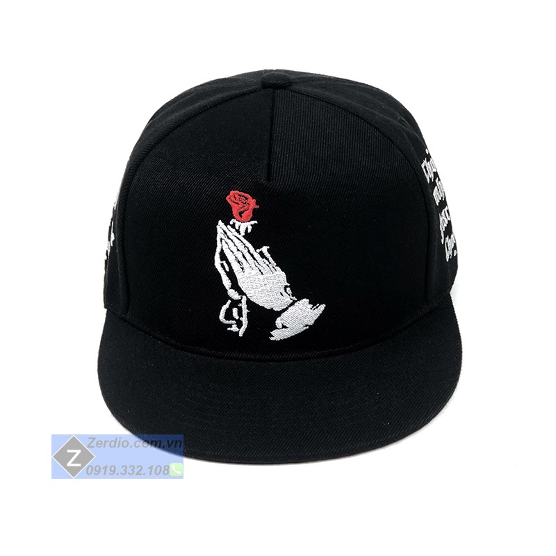 Nón nam nữ hiphop snapback đen thêu họa tiết nổi phong cách cá tính