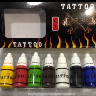 Mực tattoo 7 mầu cơ bản, chỉ nên dùng để tập( hàng có sẵn)