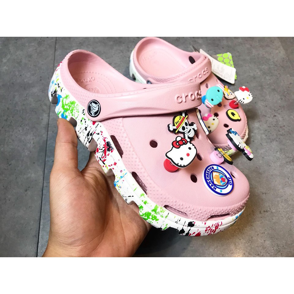 dép cross nữ  vảy sơn màu  hồng phấn MAICROSSPG9 tặng 12jibitz gắn dép cross, sticker gài dép crocs