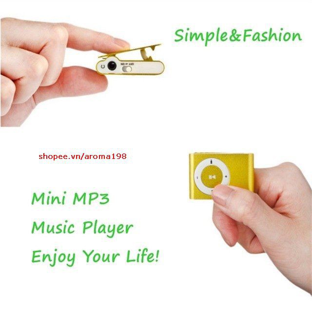 Máy Nghe Nhạc MP3 Mini Vỏ Nhôm Tặng Kèm Tai Nghe