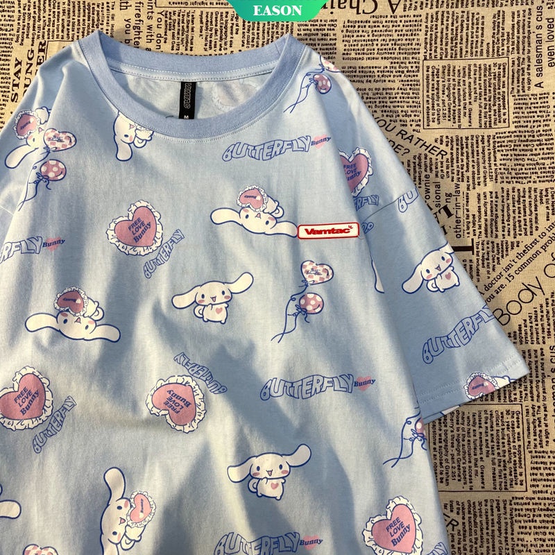 Áo Thun Tay Ngắn Dáng Rộng In Hình Cinnamoroll Dễ Thương Thời Trang Cho Nữ
