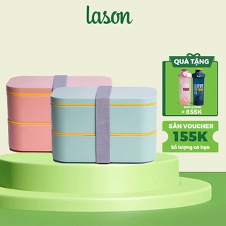 Hộp cơm nhựa PP 2 tầng pastel Lason, cà men đựng cơm