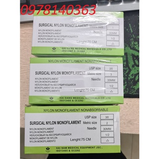 chỉ nylon không tiêu sai từ số 2/0 đến 5/0 hộp 12 sợi