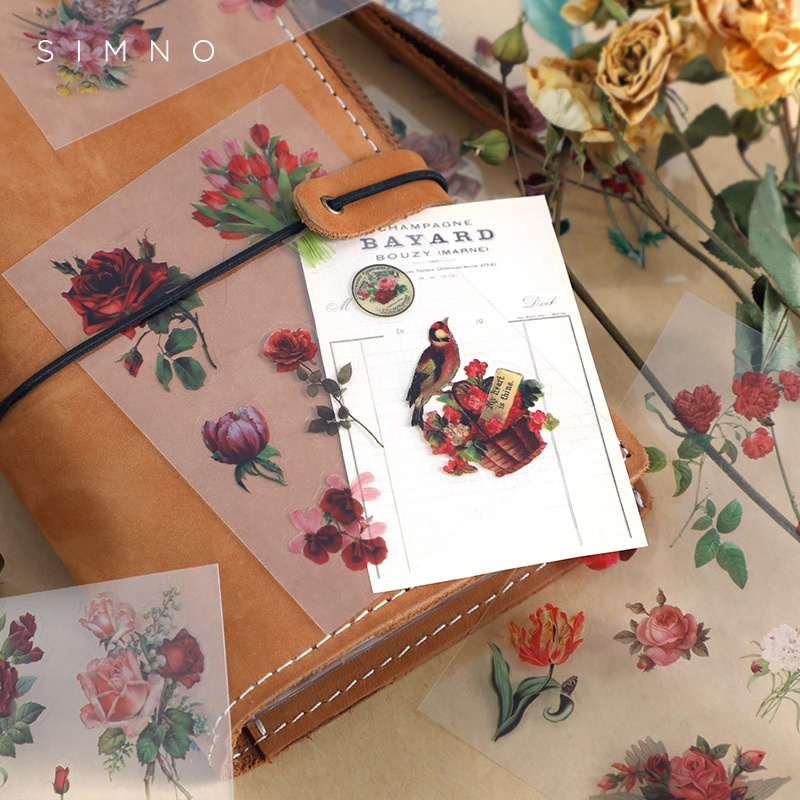 Combo 10 tấm sticker hoa, thực vật trang trí sổ journal, bullet journal, junk journal, scrapbook