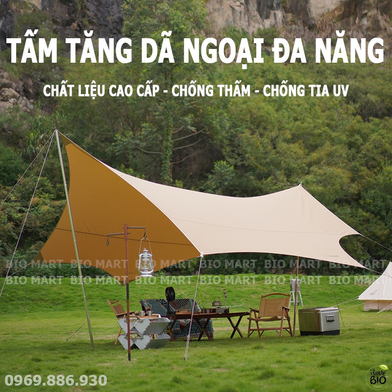 Tấm Tăng Dã Ngoại Lục Giác Chống Thấm, Chống Tia UV – Tăng Bạt Mái Che Lều Vải Tốt Nhẹ Bền Kèm Thanh Chống - BIO195
