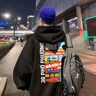 Áo hoodie nỉ mũ hai lớp nam nữ , form oversize , HN 36 phố , phong cách trẻ nam nữ unisex