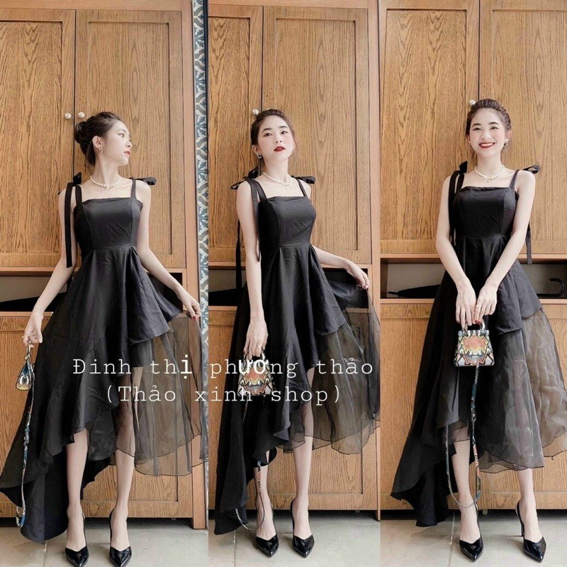 Đầm maxi đắp chéo 3 tầng hai dây cột có mút ngực cao cấp (Có ảnh thật) | BigBuy360 - bigbuy360.vn
