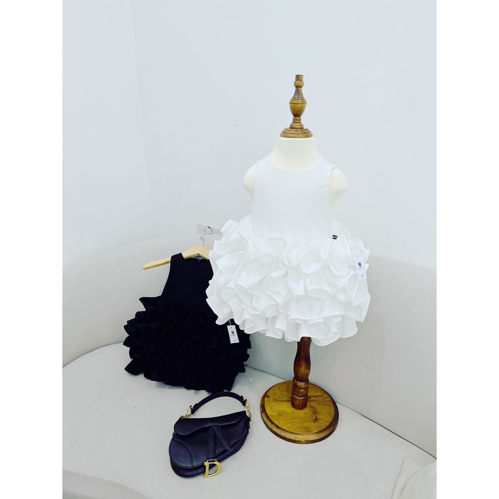 Đầm cho bé gái dáng váy xòe 3 tầng bèo thiên nga công chúa xinh xắn HEHEHIHI -V03