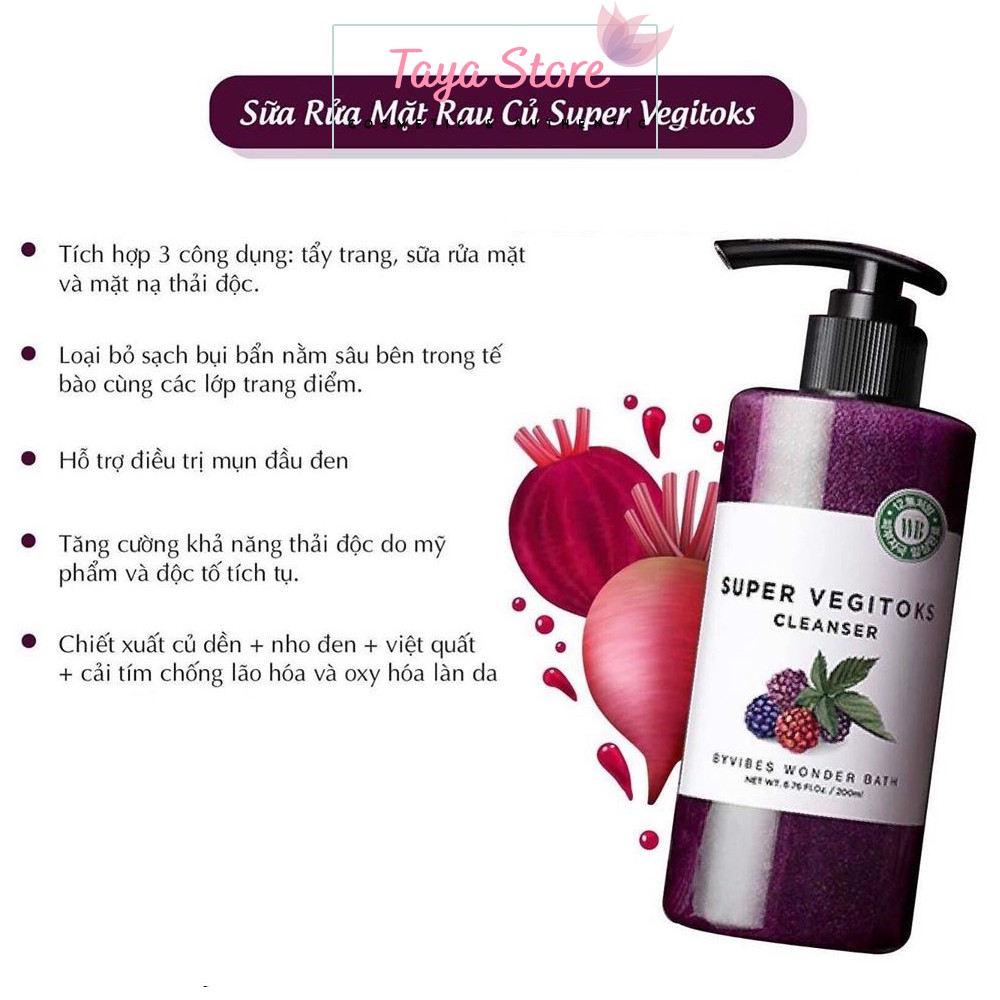 Sữa Rửa Mặt Rau Củ Super Vegitoks Cleanser Hàn Quốc Chai 300ml