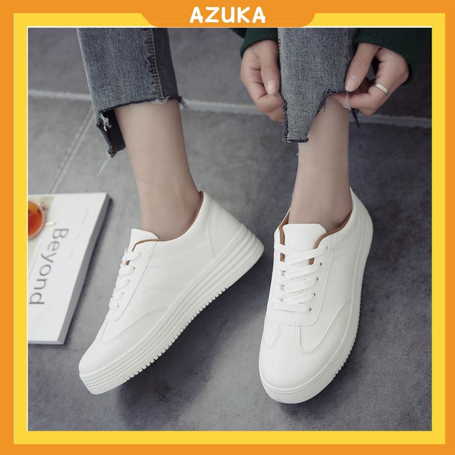 Giày thể thao nữ đế bằng giá rẻ giày sneaker nữ trắng cao cấp hot trend AZUKA - C3