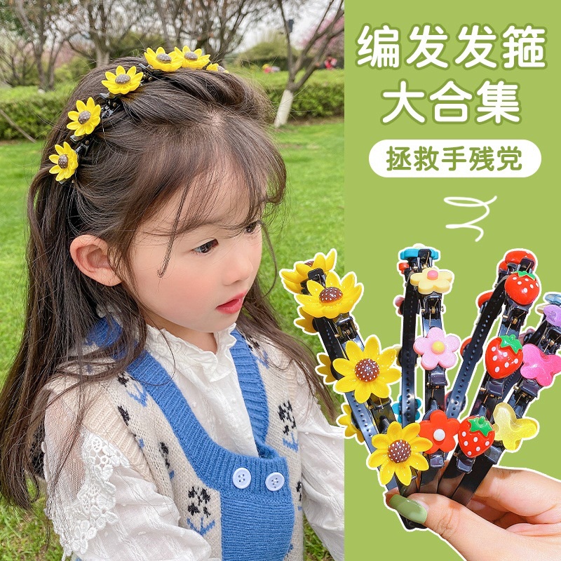 Băng Đô Cài Tóc Đính Hoa Hoạt Hình Phong Cách Hàn Quốc Cho Bé Gái