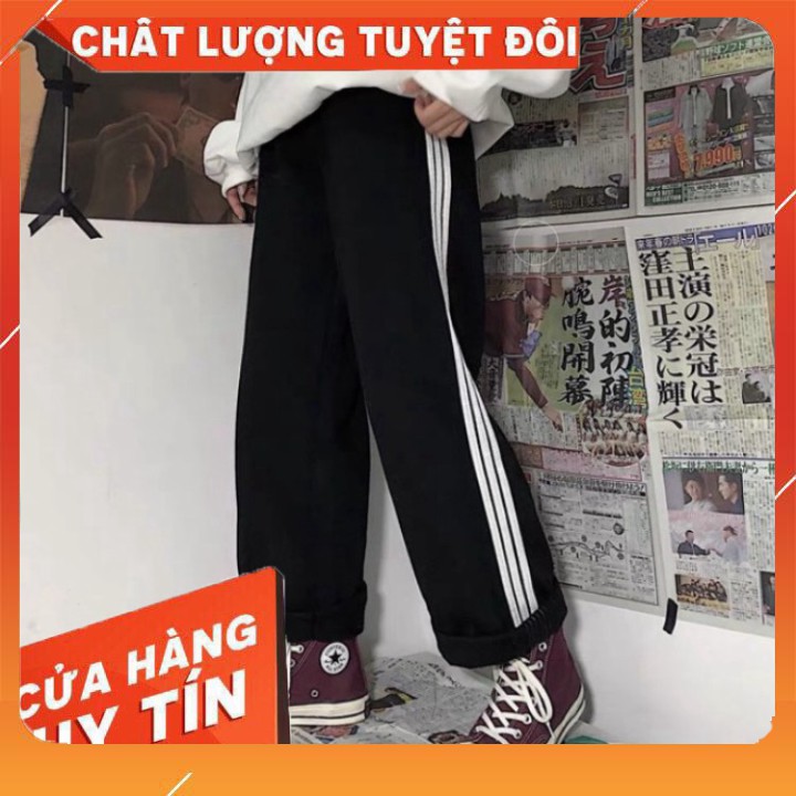 Quần thể thao 3 sọc ống rộng Unisex siêu hot