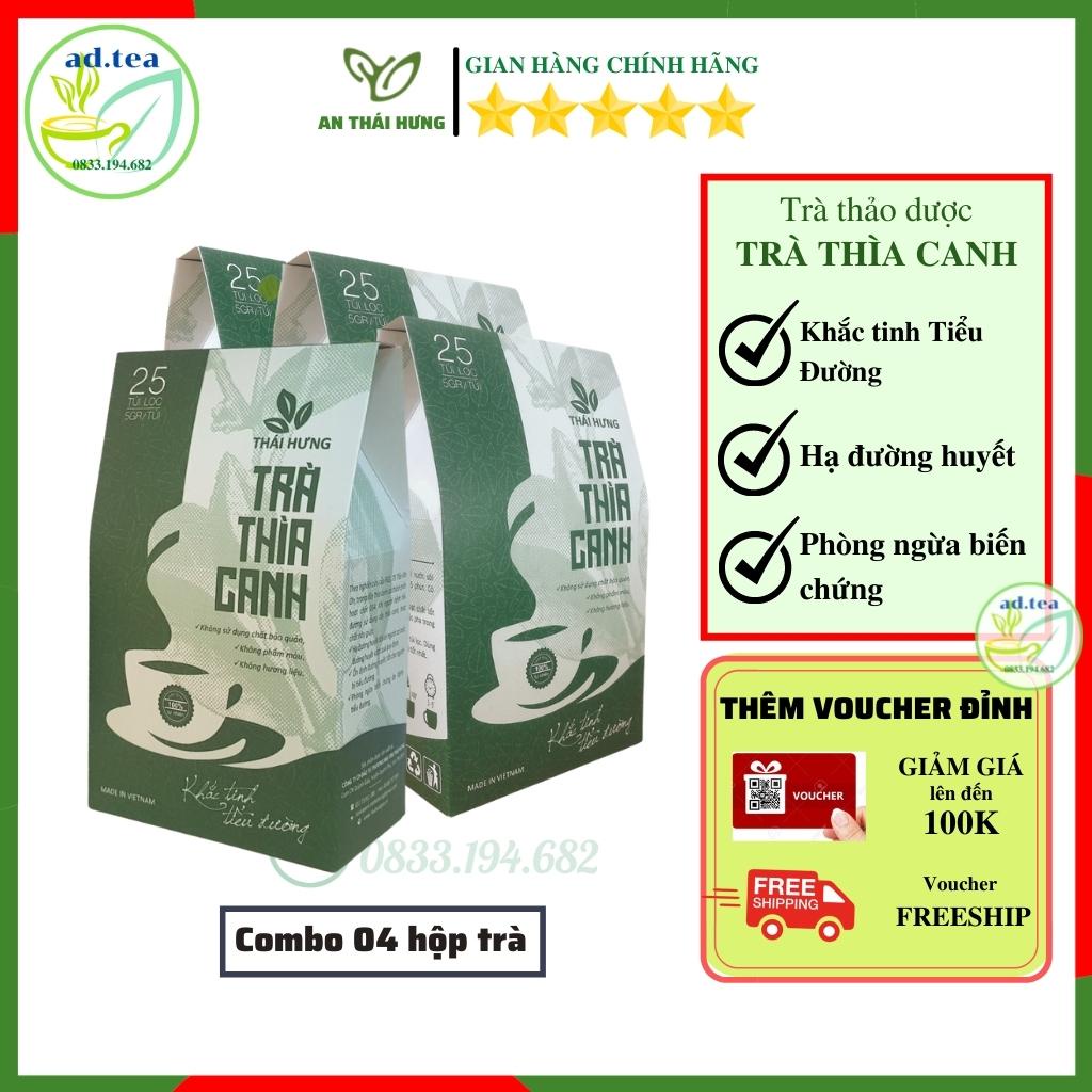 Trà Thìa canh Thái Hưng Khắc Tinh Tiểu Đường ổn định đường huyết - Combo 04 hộp (25 túi lọc x 5g)