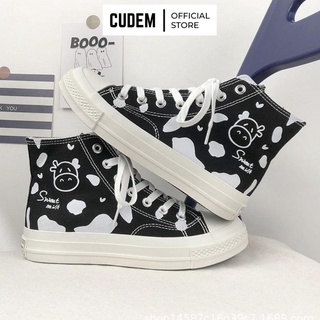 Giày cv cổ cao in hình bò sữa xinh xắn - Cú Đêm Store S25