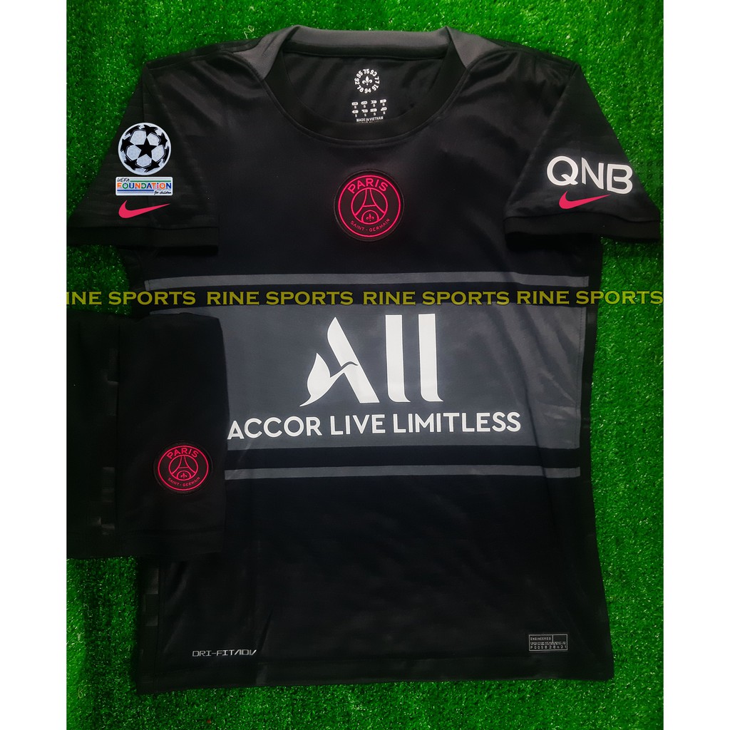 Hàng Thailand Super Bộ áo bóng đá PSG – Paris Saint Germain đen hàng Super thailand 2021-2022 Giống thi đấu