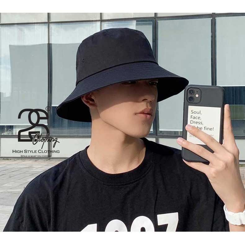 Nón Bucket Vành Cụp Đen Trơn 2sClothing Phong Cách Ulzzang Unisex Hàn Quốc Mu02 | BigBuy360 - bigbuy360.vn