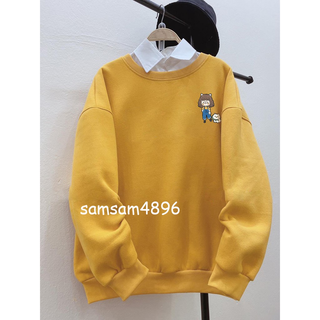 [FREESHIP 50K Áo sweater nỉ cô gái và cún con samsam4896