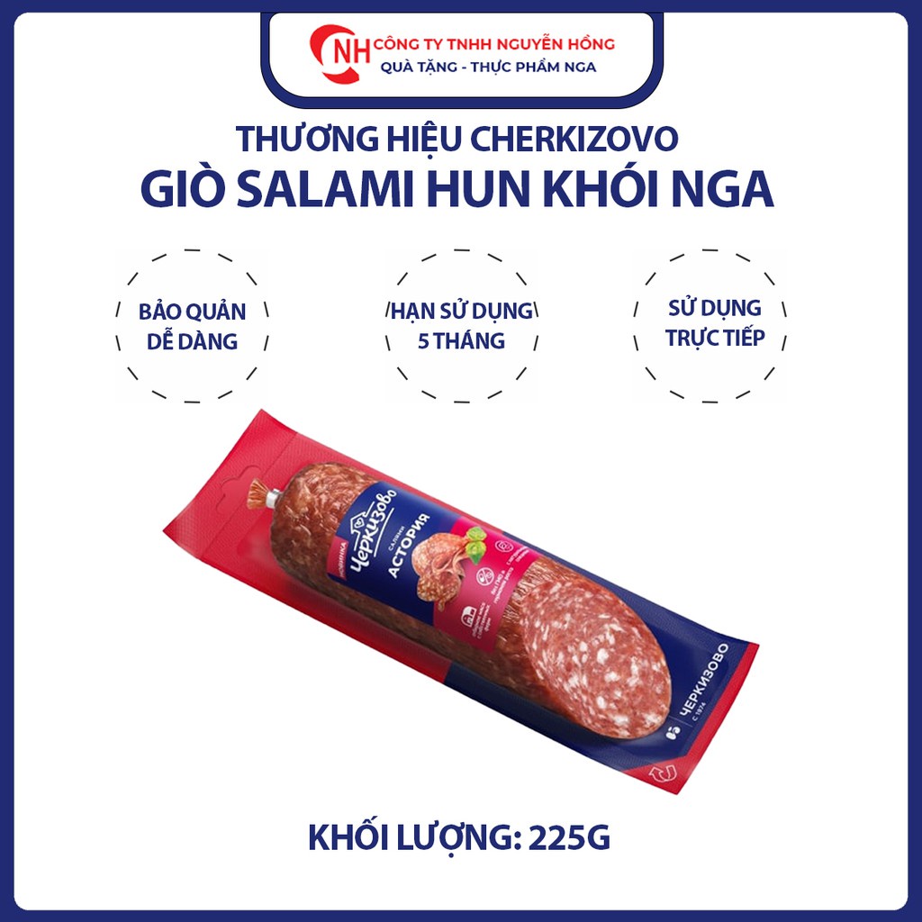 Xúc Xích hun khói Salami 225g, giò salami hun khó nhập khẩu nga 225g, Nguyễn Hồng