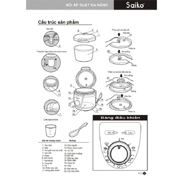 Nồi Áp Suất Saiko Lòng Inox EPC-418 (1.8L)