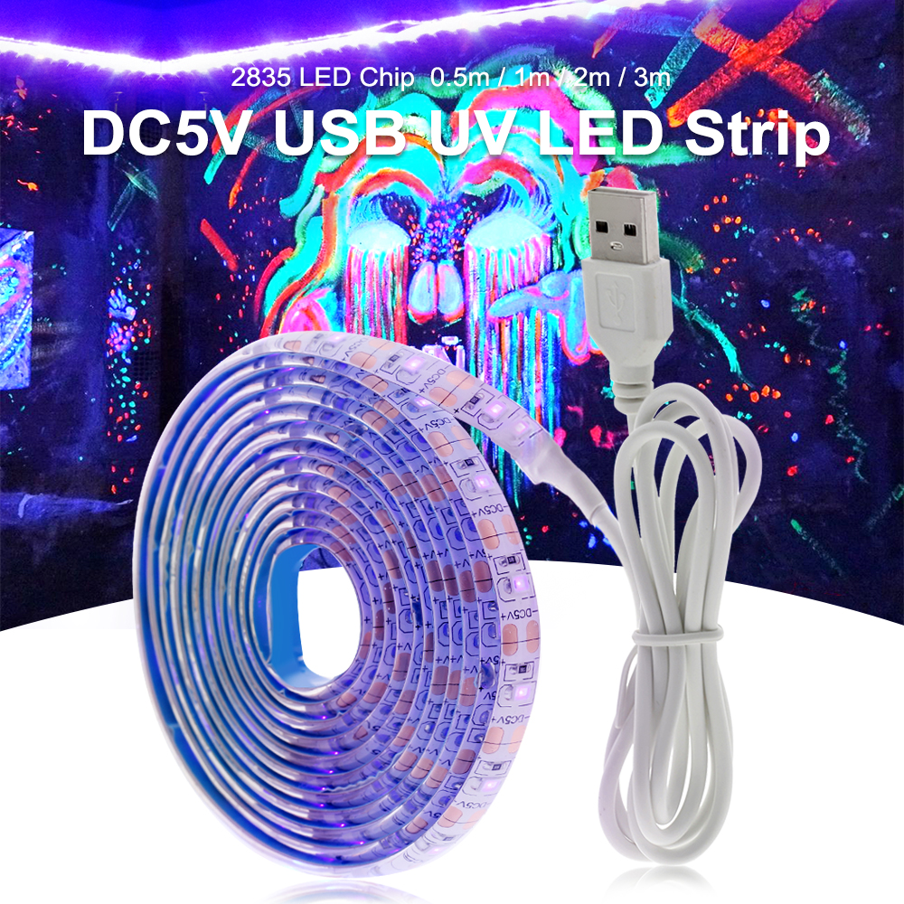 Dải đèn LED UV ánh sáng tím 5v Dc 2835 0.5m 1m 2m