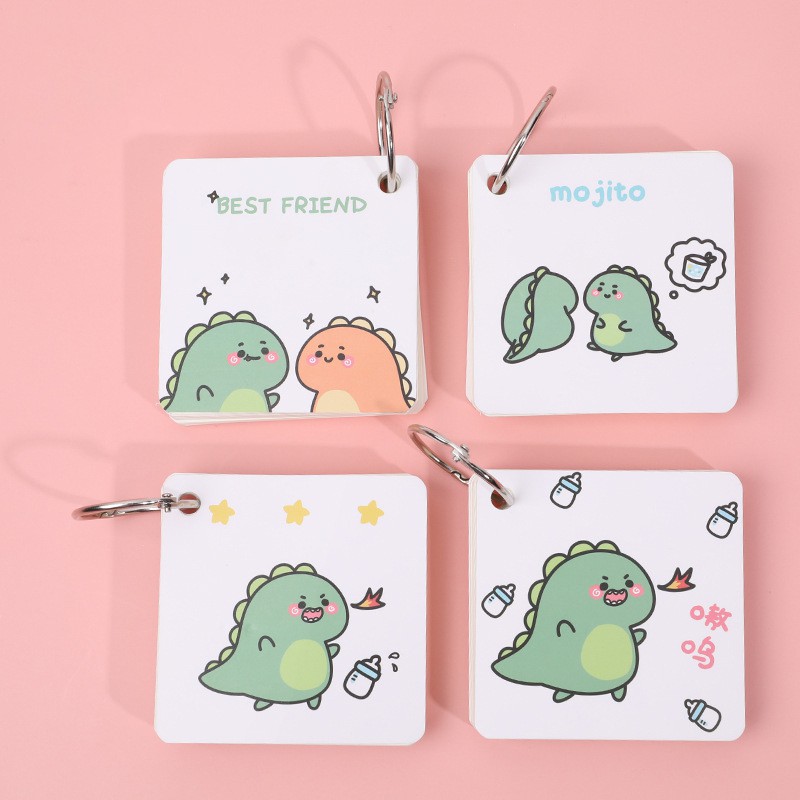 Flashcard học tiếng anh vuông nhiều hình con vật cute đáng yêu (80 tờ)