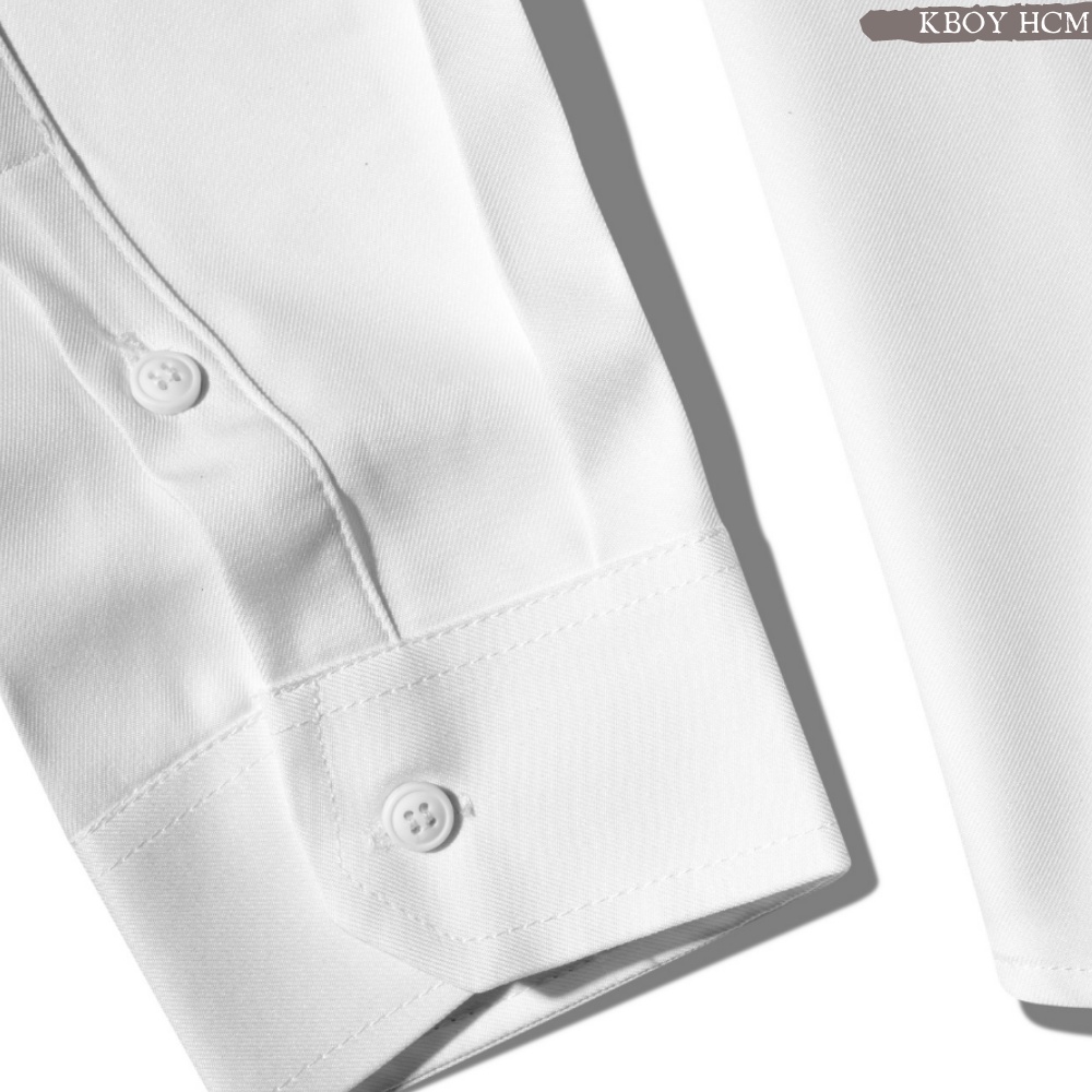 Áo sơ mi cổ bẻ Tay dài/ngắn, Hai màu trắng đen, logo ngay ngực thêu cao cấp , lịch lãm, sang trọng, Bigsize - 2837
