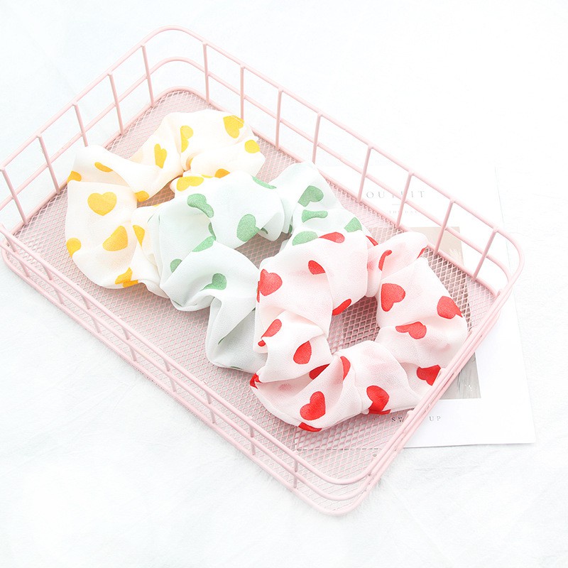 Dây buộc tóc scrunchie hình tim phong cách thời trang Hàn Quốc