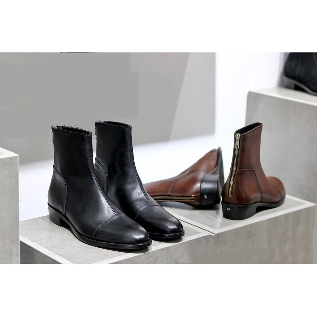 [2 màu] Back Zip boots cao cấp, zip sau gót, chelsea boots da bò