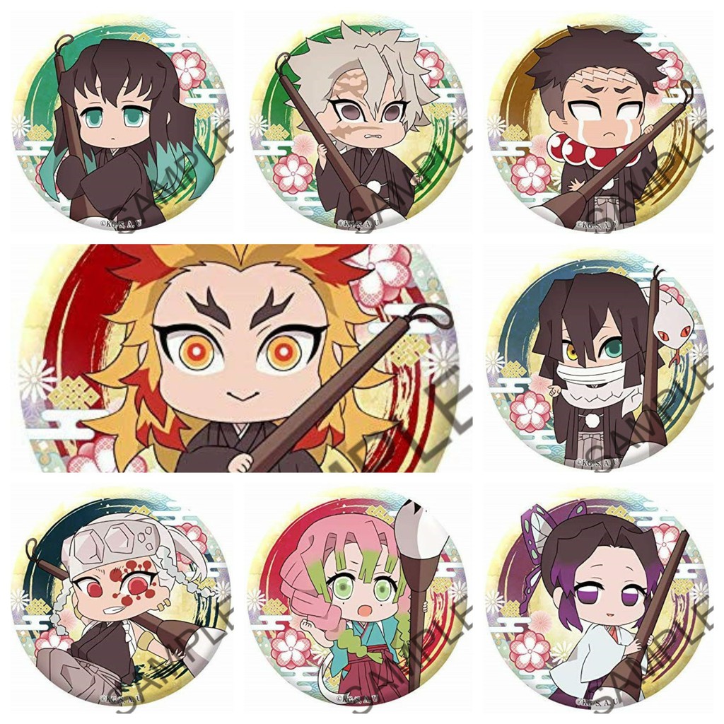Huy hiệu IN HÌNH Kimetsu no Yaiba Thanh gươm diệt quỷ anime chibi dễ thương