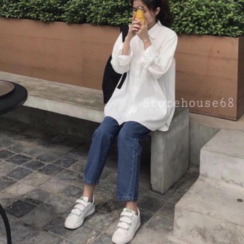 Áo sơ mi học sinh dài tay nam nữ màu trắng trơn kiểu dáng unisex Fanano ASM30